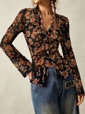 European And American Printed Shirt Women's Slim Fit Slimming Retro Temperament - DanaFashionstore