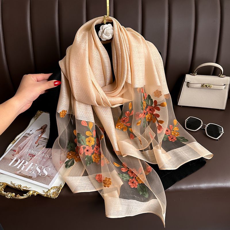 Elegant All-match Embroidered Summer Sunscreen Scarf