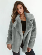 Sexy Plush Lapel Woolen Coat Women - DanaFashionstore