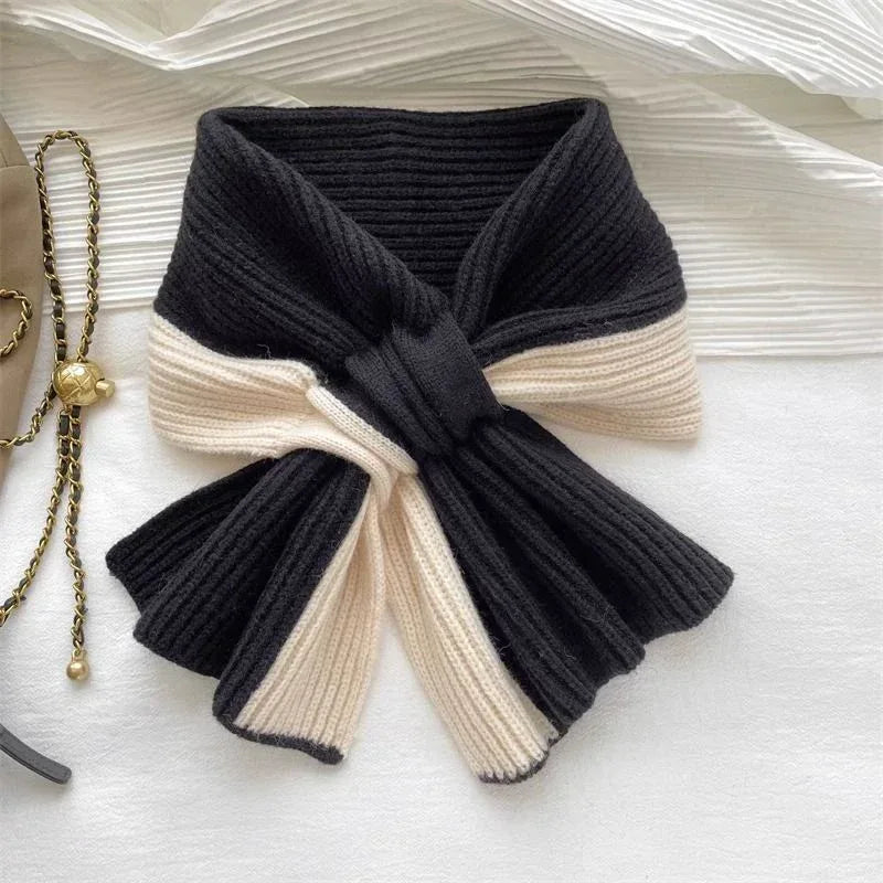 Sweet Color-blocked Knitted Scarf For Women Autumn And Winter Warm Versatile Fashion Scarf For Girls - DanaFashionstore
