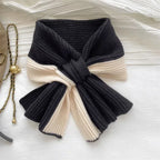 Sweet Color-blocked Knitted Scarf For Women Autumn And Winter Warm Versatile Fashion Scarf For Girls - DanaFashionstore