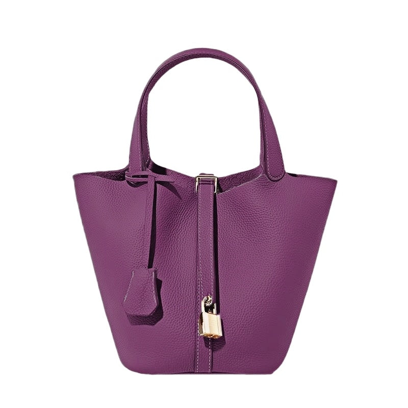 Basket Bag Palm Purple Blue Powder Yellow Ash Black White - Dana Fashion