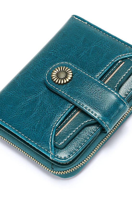Oil Wax Genuine Leather Lady's Wallet European And American Style