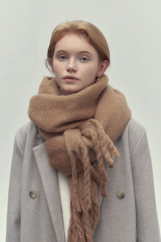 Winter Solid Color Scarf With Tassel Ins Style Fashion Versatile Warm Soft Long Scarf Women's Shawl