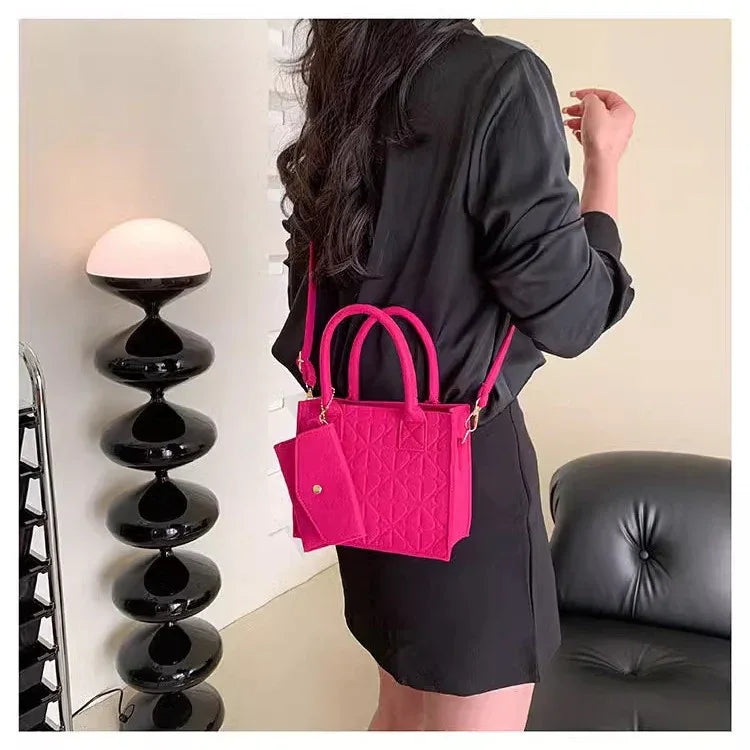 Simple Small Handbag Women's Fashion Felt One Shoulder Combination Bags - DanaFashionstore