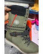 Plus Size Boots Women's Outer Wear Cloth Square Heel Side Zipper - DanaFashionstore