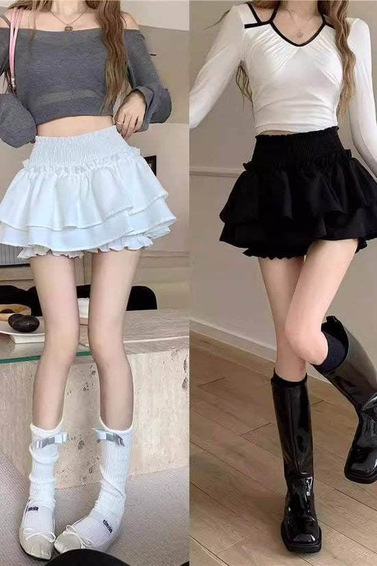 High Waist Slimming Sense Of Design Sweet And Spicy Cake Puff Short Skirt