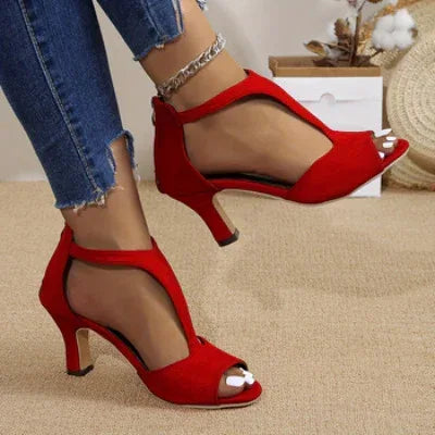 Women's Zippered High Heeled Fish Beak Sandals - DanaFashionstore