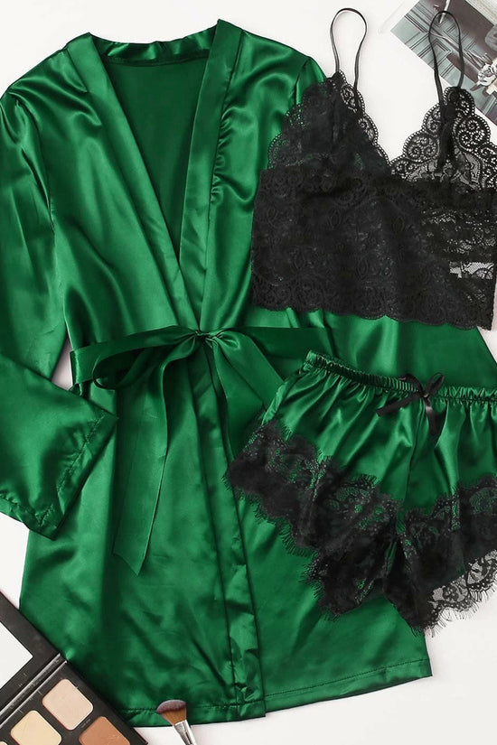 Wholesale European And American Foreign Trade Tube Top Ice Silk Pajamas Women's Seduction Sexy Bra Nightgown Lace Shorts - Dana Fashion