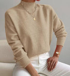 Women's Pullover Sweater Casual Solid Color Mid-high Neck Long-sleeved Knitted Tops Clothing - DanaFashionstore