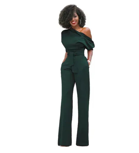 Off-Shoulder Buttoned Wide-Leg Pants 2026 - Casual Jumpsuit - DanaFashionstore