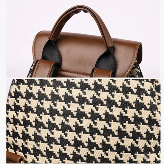 Houndstooth Backpack Women High Capacity Travel Bags Girls - Dana Fashion