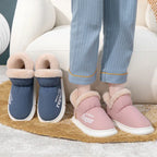 Warm House Shoes Plush Fleece High Back Heel Slippers Home Winter Warm Couple Shoes - DanaFashionstore