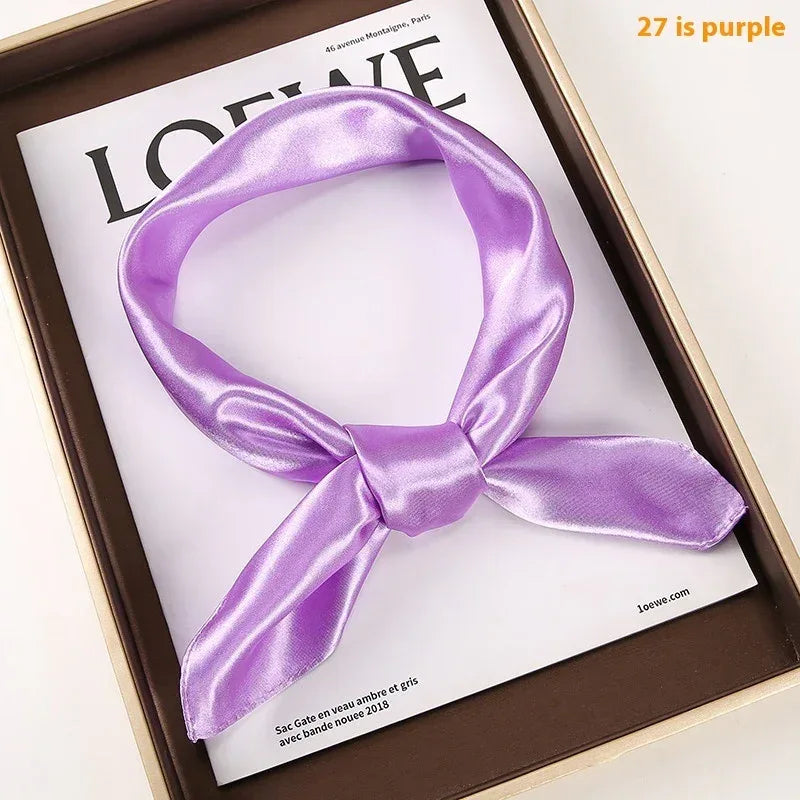 Solid Color Square Scarf Artificial Silk Small Square Towel - DanaFashionstore