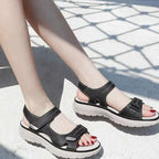 Leather Sandals Light Sports Women's Summer All-match Velcro Platform Shoes - DanaFashionstore