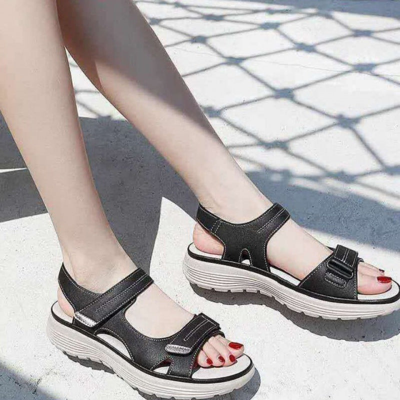 Leather Sandals Light Sports Women's Summer All-match Velcro Platform Shoes