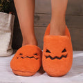 Cute Halloween Pumpkin Slippers Winter Warm Plush Bedroom Floor Home Slippers Casual Slip On Comfortable Cozy Indoor House Shoes - DanaFashionstore