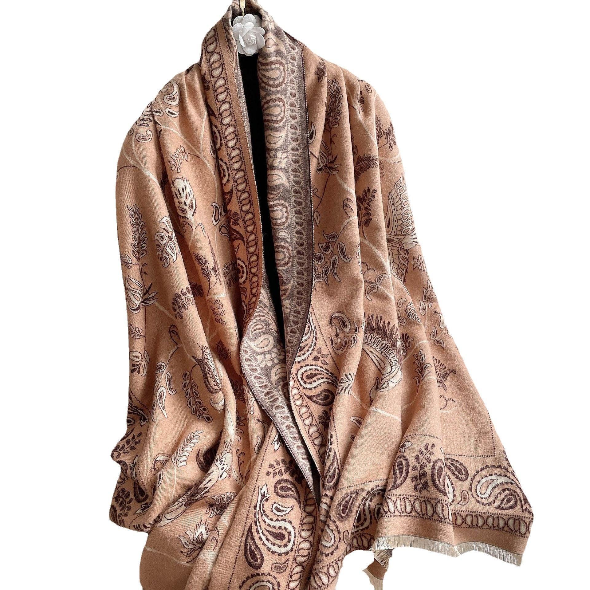 Women's Neck Warmer Office Blanket Cashmere-like Tassel Warm Scarf - DanaFashionstore