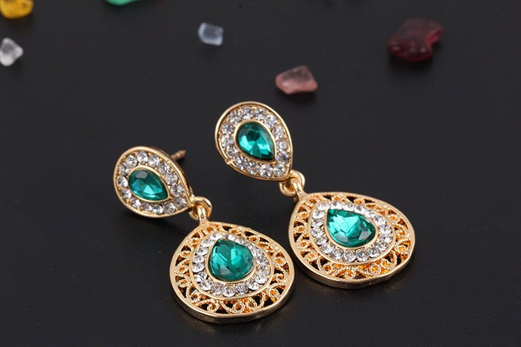 Earrings and Necklace Set Combination $25.00 Dana Fashion Color: Blue Women's Accessories Style: European and American Material: Alloy Treatment process: electroplating