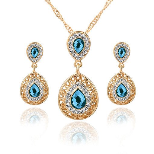 Earrings and Necklace Set Combination $25.00 Dana Fashion Color: Blue Women's Accessories Style: European and American Material: Alloy Treatment process: electroplating