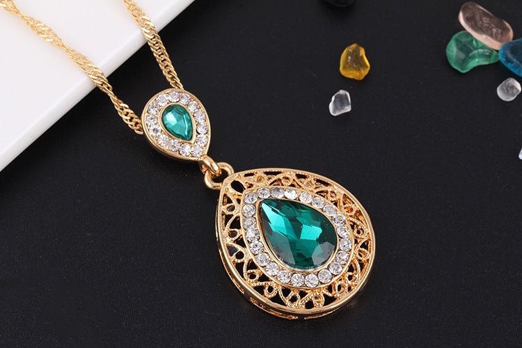 Earrings and Necklace Set Combination $25.00 Dana Fashion Color: Blue Women's Accessories Style: European and American Material: Alloy Treatment process: electroplating