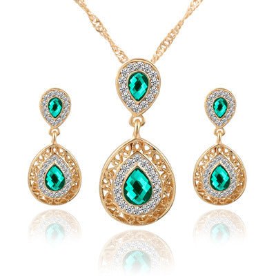 Earrings and Necklace Set Combination $25.00 Dana Fashion Color: Blue Women's Accessories Style: European and American Material: Alloy Treatment process: electroplating