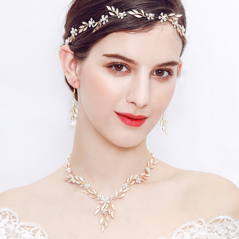 Earrings necklace bridal jewelry three - piece alloy plating European and American bride set jewelry setDana FashionDana Fashion{{ product_title Women's Accessories }} - Dana Fashion