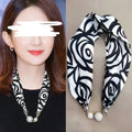 Magnetic Buckle Silk Women Scarf Pearl Necklace - DanaFashionstore