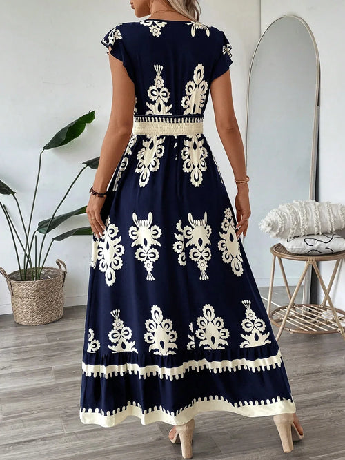 Cap Sleeve Ruffle Hem A-Line Dress 2026 - Casual Spaghetti Strap Dress - DanaFashionstore
