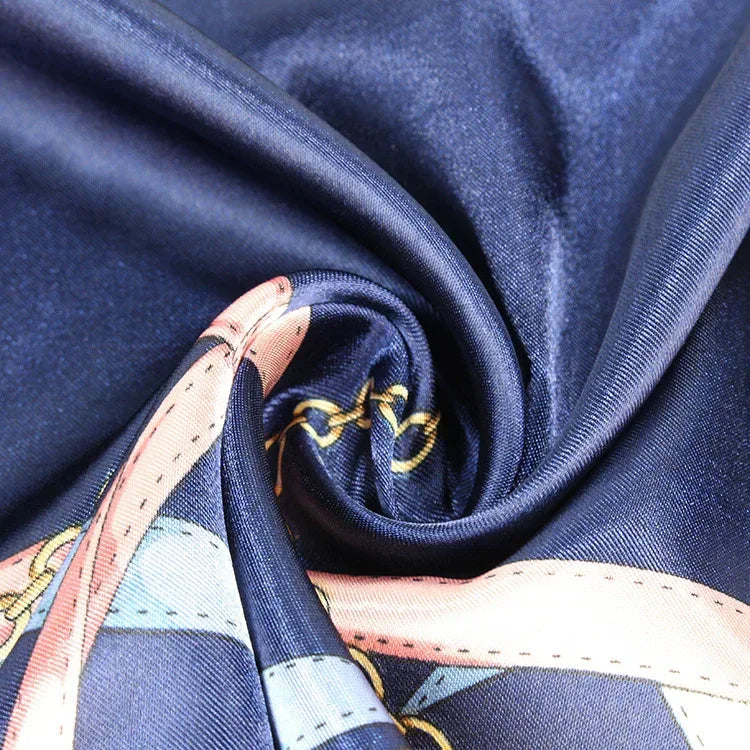 Chain Printed Scarf Women's Casual Scarf 90 90cm Satin Large Kerchief - DanaFashionstore