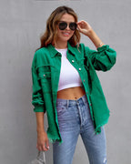 Fashion Ripped Shirt Jacket Female Autumn And Spring Casual Tops Womens Clothing - DanaFashionstore