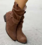 Ins Pointed Toe Mid-calf Boots Fashion Suede Zipper Western Boot Winter Shoes For Women - DanaFashionstore
