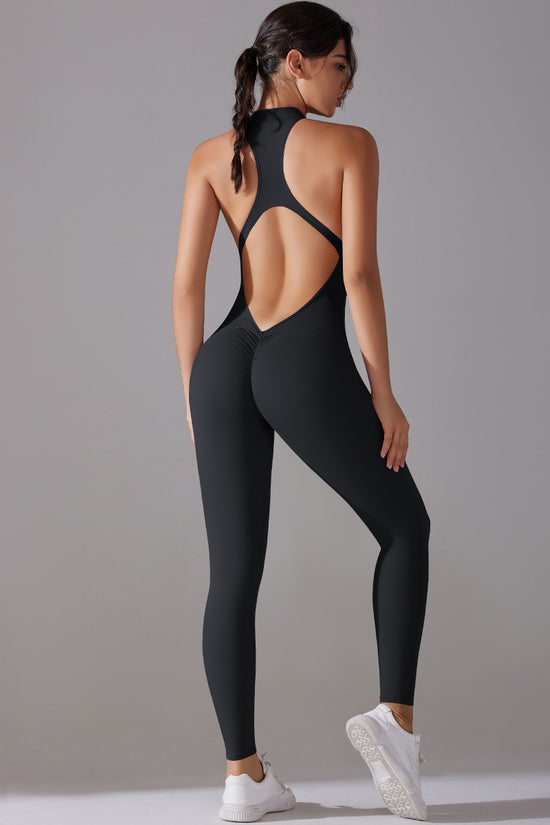 Solid Beauty-back Long Pants Jumpsuit Yoga Fitness Running Dance Slim Bodysuit Women Sports Clothing
