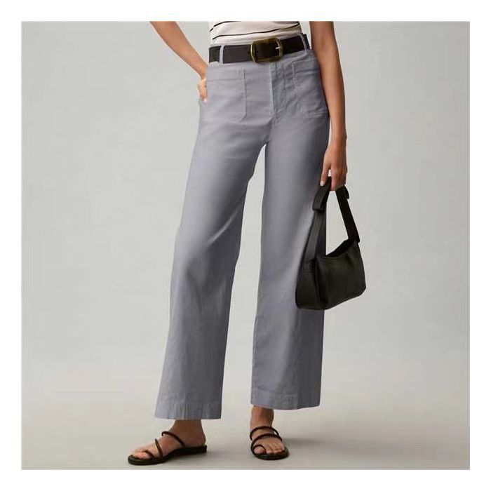 Plus-size High-waisted Slimming Solid-color Suit Pants