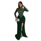 Rhinestone Pearl See-Through Dress 2026 - Waist-Tight Split Dress - DanaFashionstore
