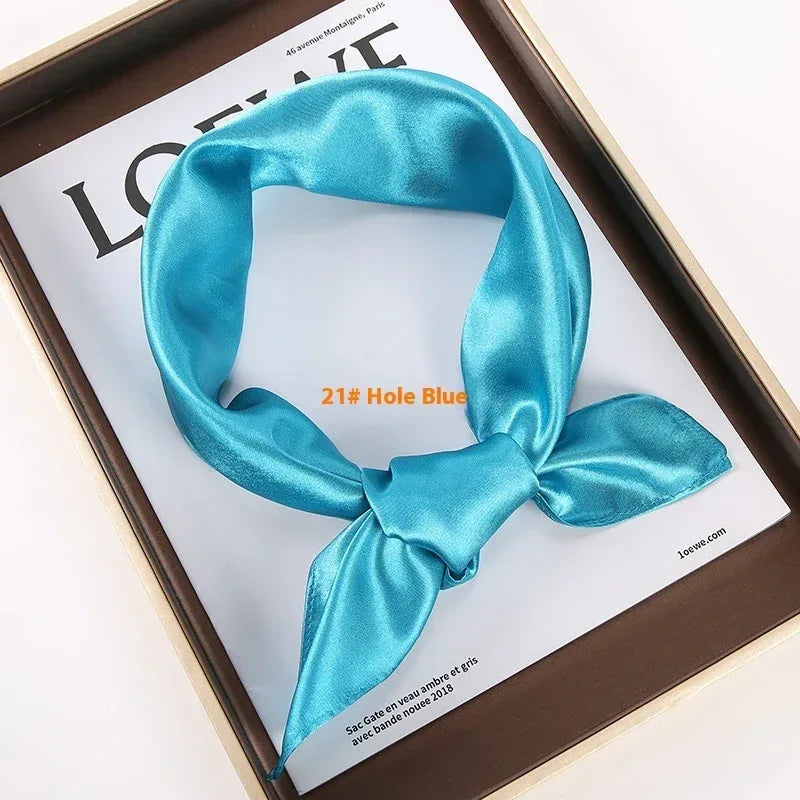 Solid Color Square Scarf Artificial Silk Small Square Towel - DanaFashionstore