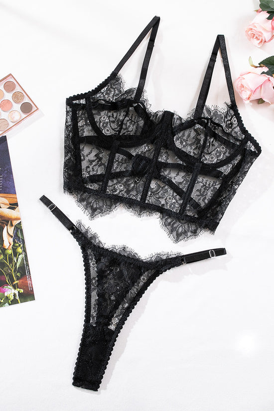 See-through Fishbone Top Vest Suit Lace Underwear For Women - Dana Fashion