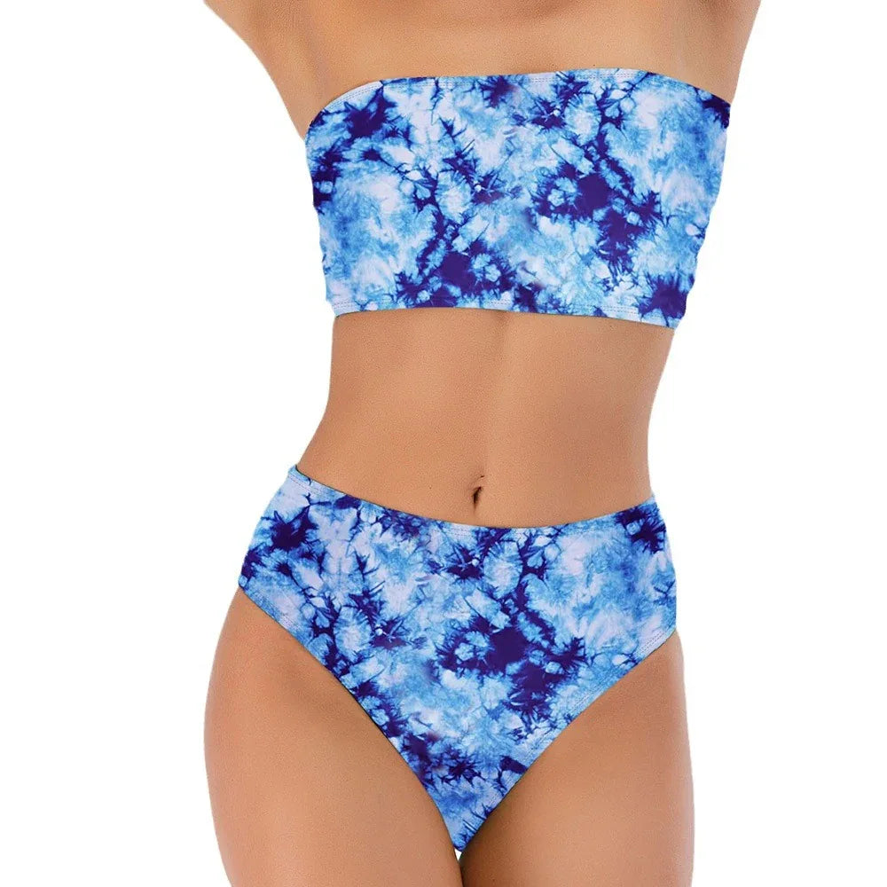 Tube Top High Waist Split Bikini - DanaFashionstore