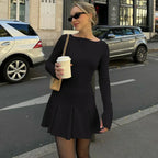 Fashion Bead Pleated Dress 2026 - Round Neck Zipper Back Dress - DanaFashionstore