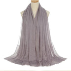 Pleated Viscose Yarn Monochrome Scarf Natural Wrinkled Cotton And Linen Burrs - DanaFashionstore