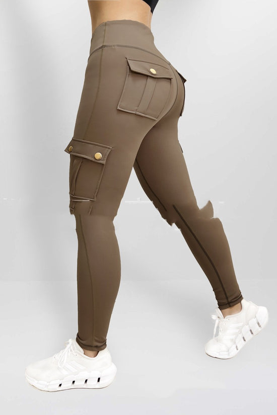 Workwear With Pocket Fitness Pants For Women High Elastic Tight