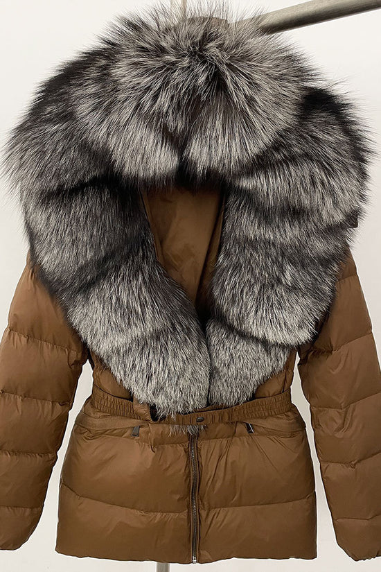 Short Women's Thickened Slim Fit Waist-tight Fur Down Jacket