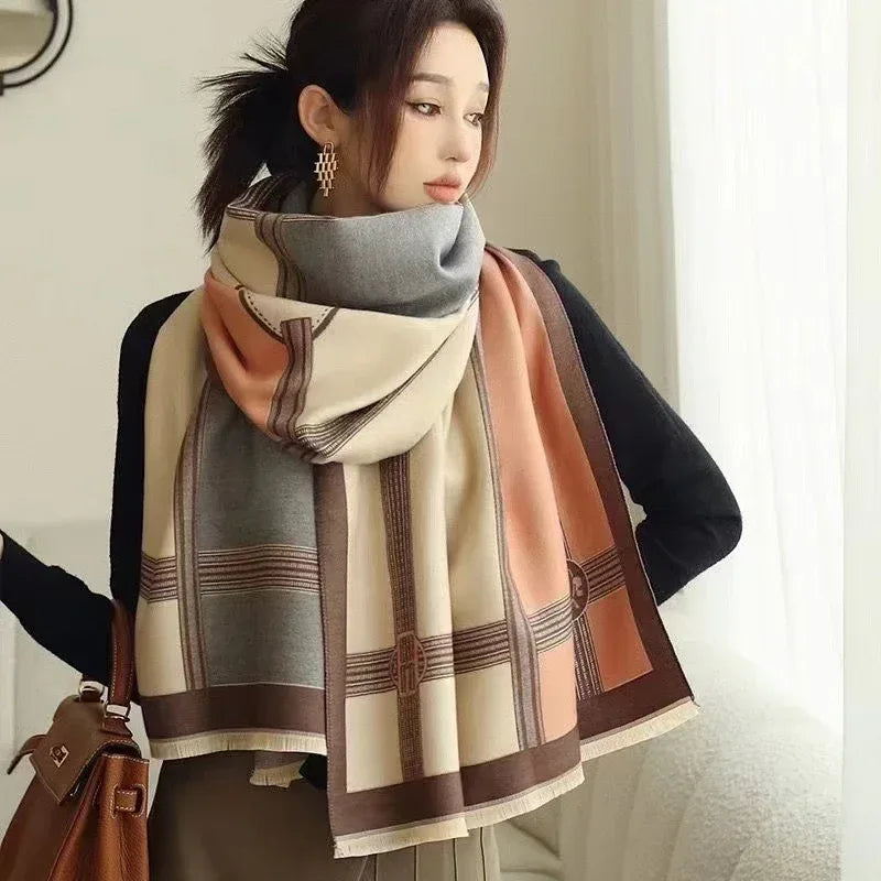 Korean Style Contrast Color Artificial Cashmere Scarf Women's New Winter - DanaFashionstore