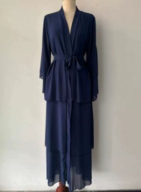 Stitching Three-layer Chiffon Elegant Cardigan Dress