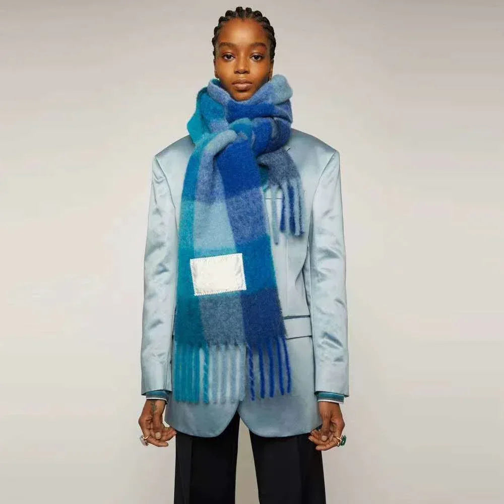 Plaid Mohair Scarf Colored Ladies - DanaFashionstore