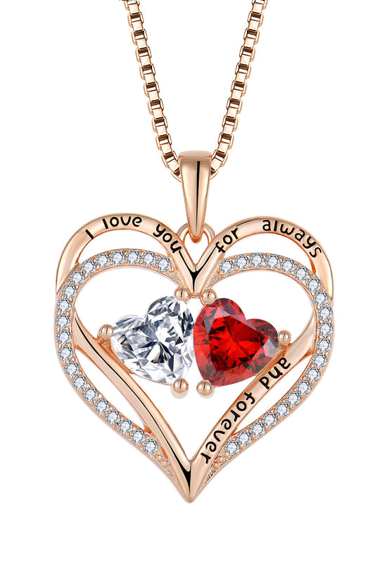 S925 Silver Double Love Necklace With Rhinestones Fashion Personality Heart-shaped Necklace Valentine's Day Gift