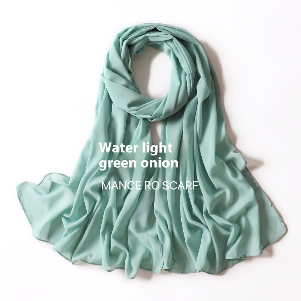 Pure Color Pearl Chiffon Scarf Headcloth Veil Chiffon Scarf - DanaFashionstore