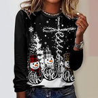 Retro Casual 3D Digital-Print Fashion Womens Crew-Neck T-Shirt Top