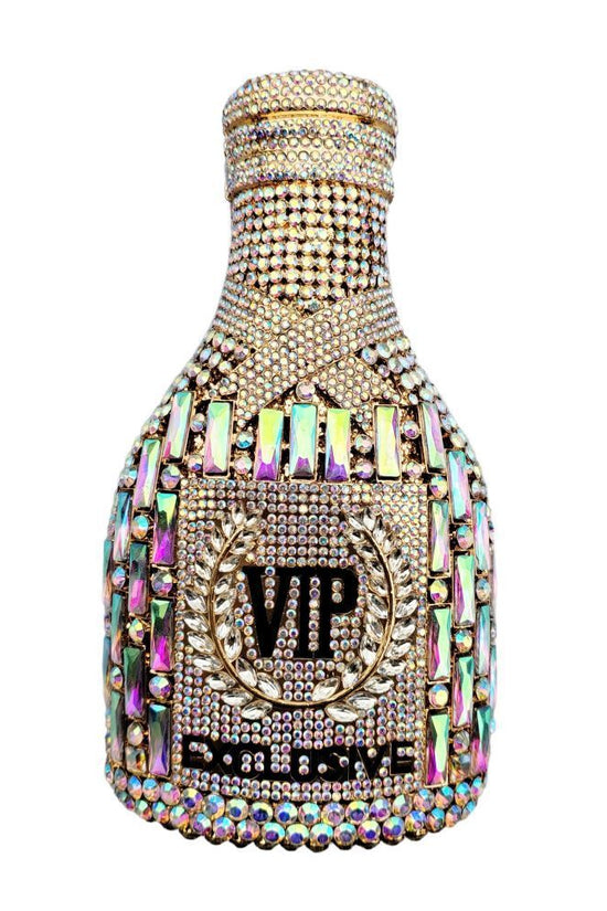 Champagne Bottle Diamond Hand Holding Dinner Bag - Dana Fashion