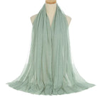Pleated Viscose Yarn Monochrome Scarf Natural Wrinkled Cotton And Linen Burrs - DanaFashionstore